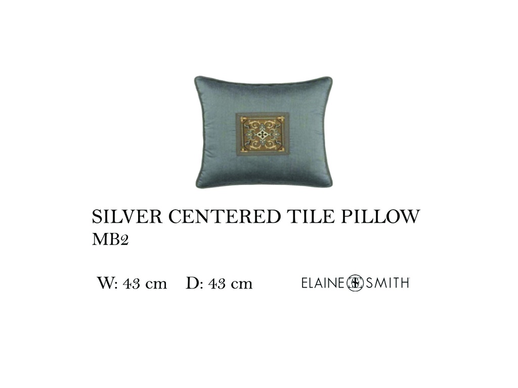 SILVER CENTERED TILE PILLOW 17" X 17"
