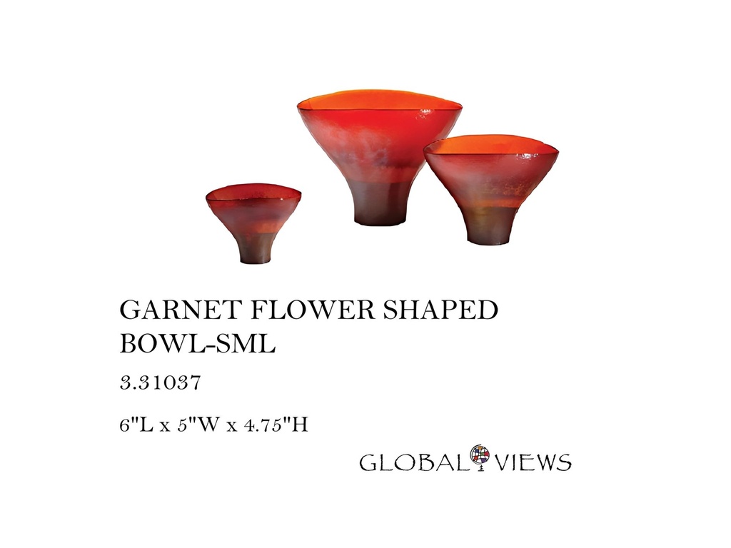 GARNET FLOWER SHAPED BOWL-SML