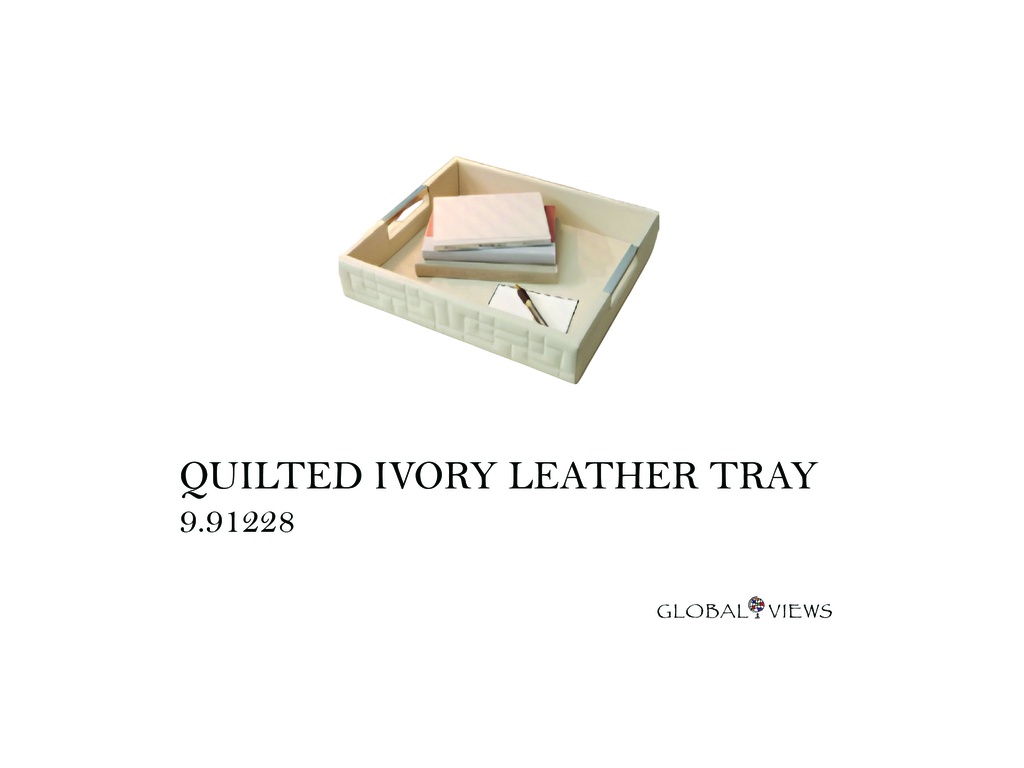 QUILTED IVORY LEATHER TRAY