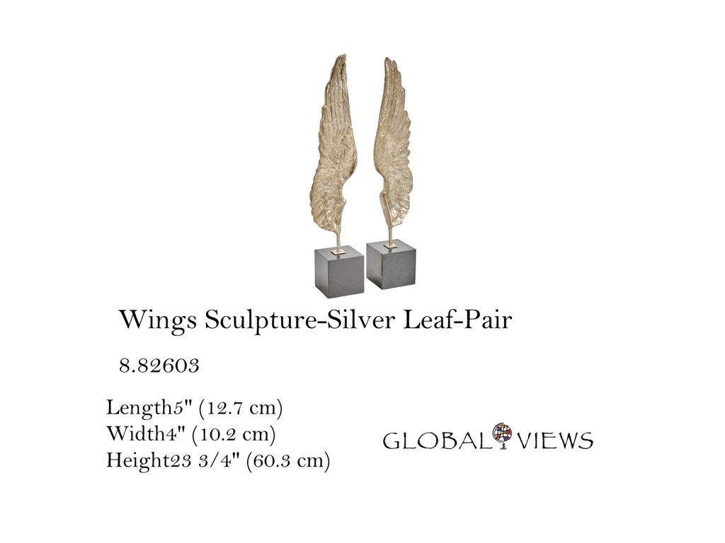 Wings Sculpture-Silver Leaf-Pair
