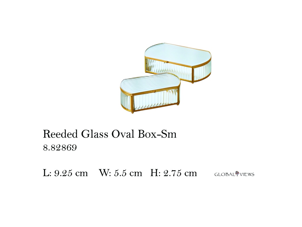 Reeded Glass Oval Box-Sm