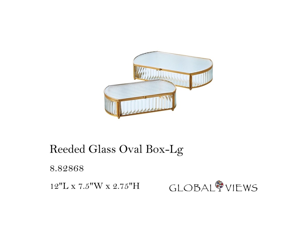 Reeded Glass Oval Box-Lg