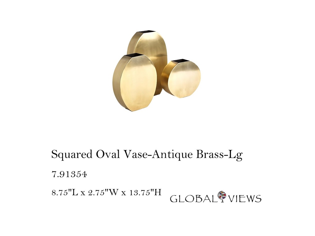 Squared Oval Vase-Antique Brass-Lg