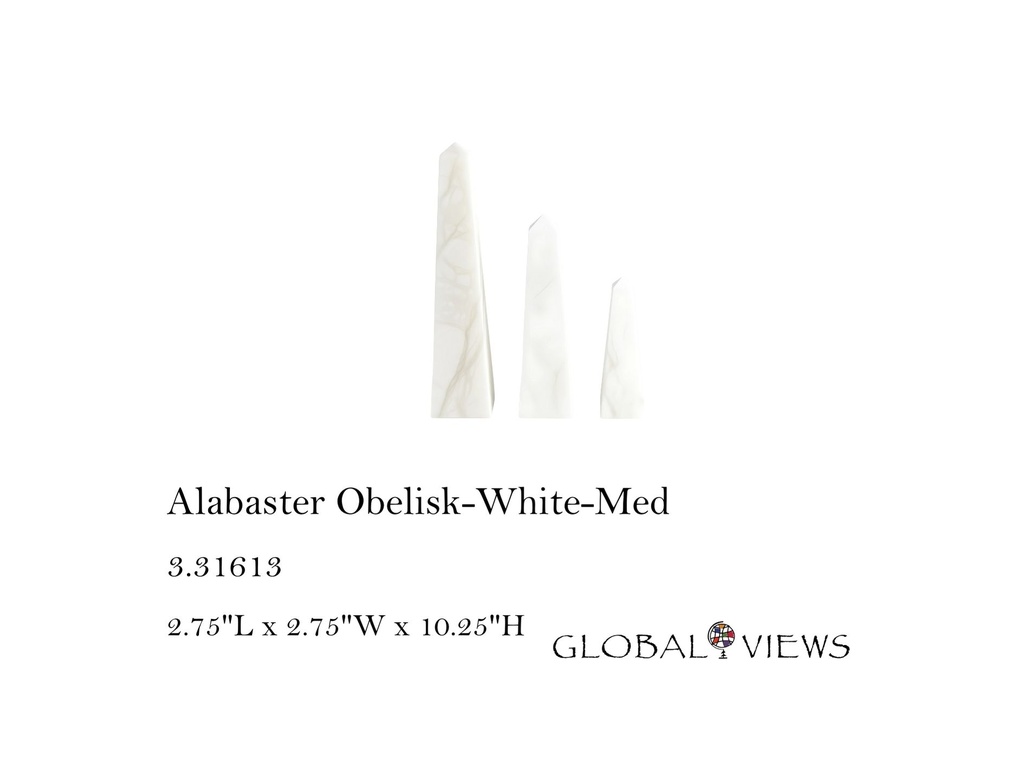 Alabaster Obelisk-White-Med