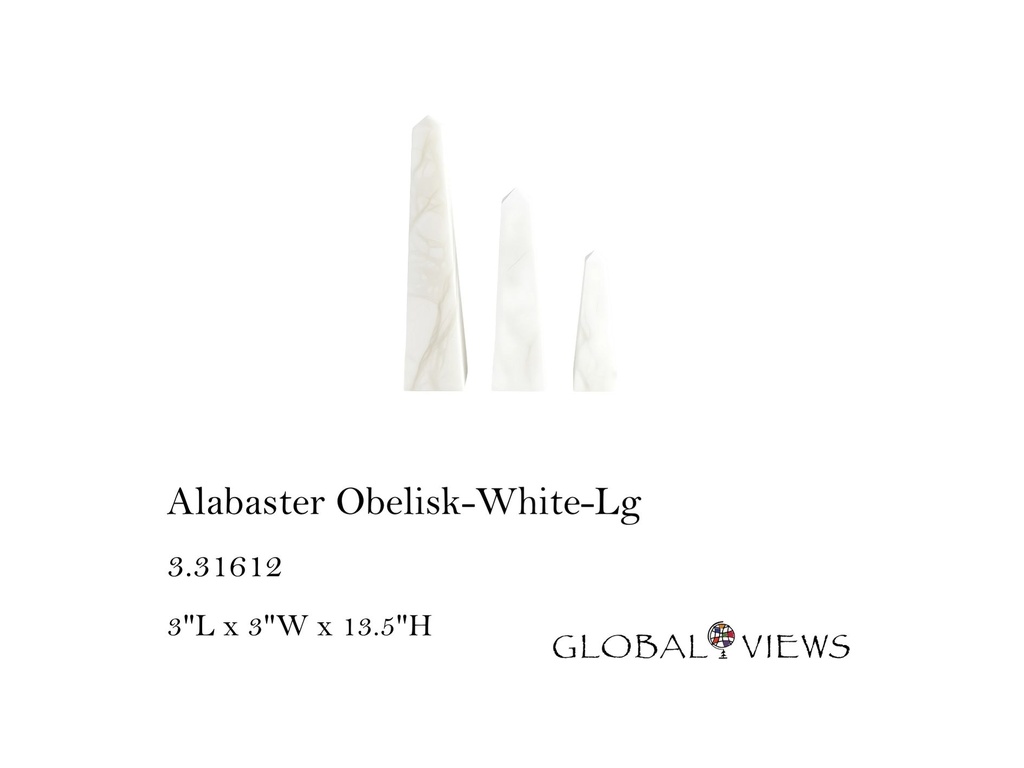 Alabaster Obelisk-White-Lg