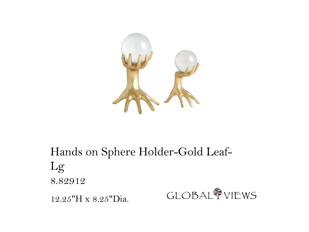 Hands on Sphere Holder-Gold Leaf-Lg