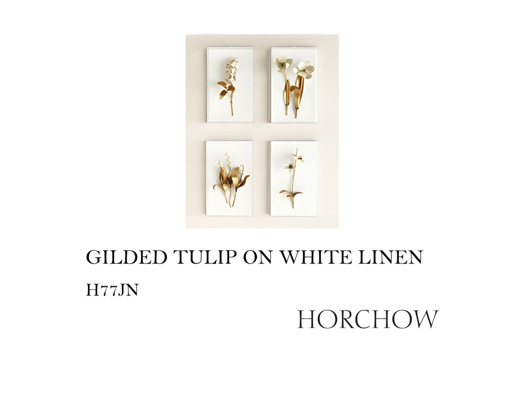 GILDED TULIP ON WHITE LINEN