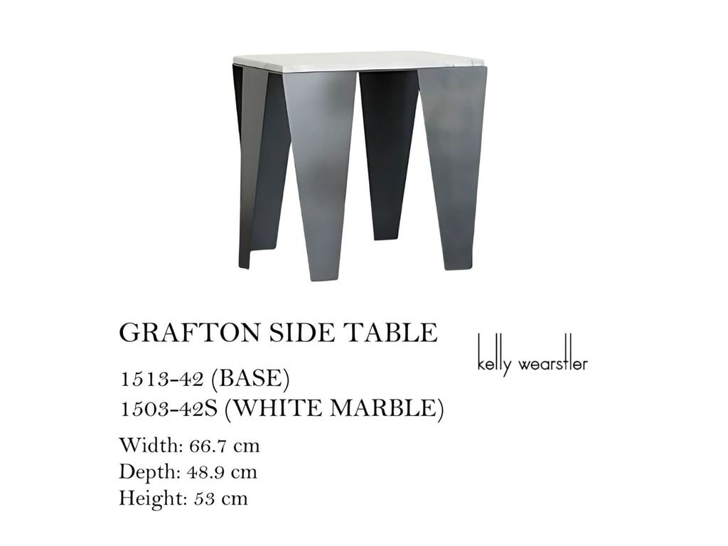 GRAFTON SIDE TABLE/WHITE VENATINO MARBLE TOP