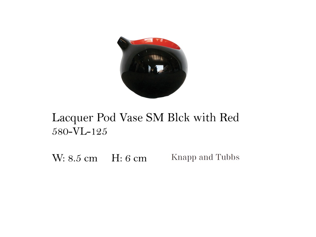 LACQUER POD VASE SM BLCK W/ RED