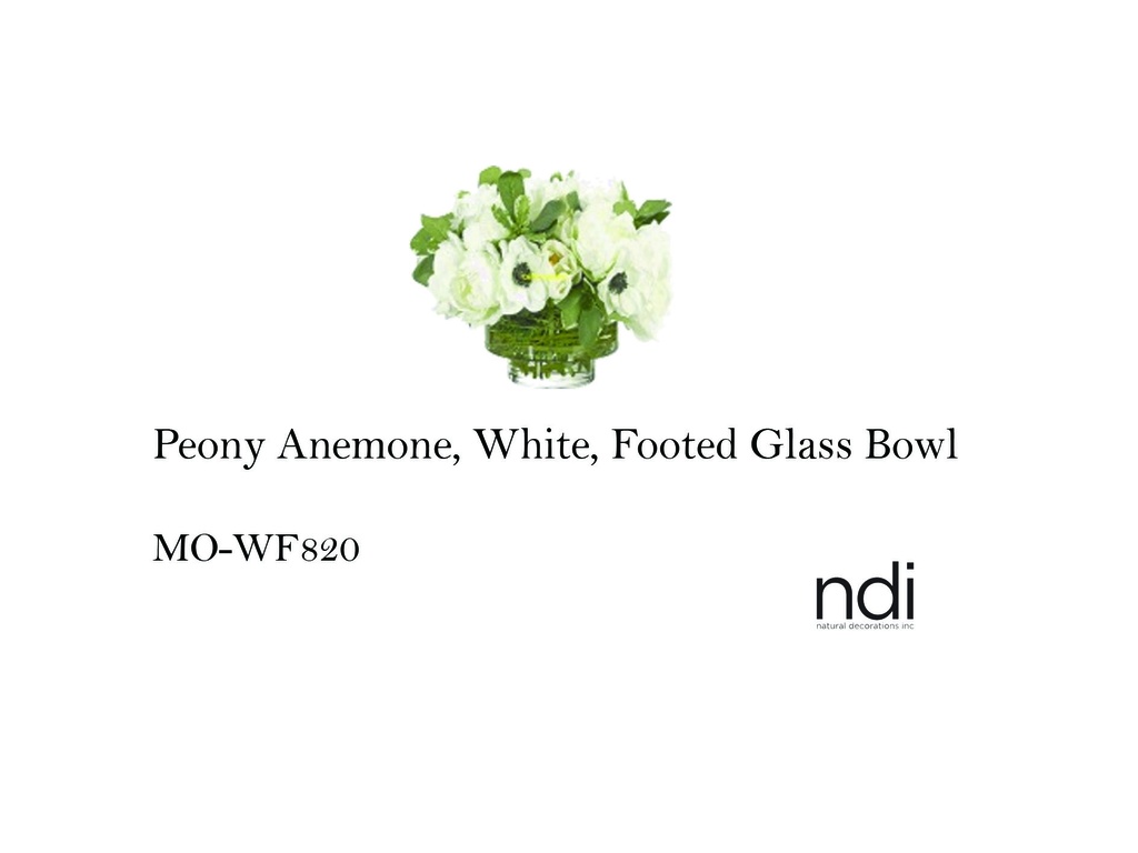 PEONY ANEMONE, WHITE, FOOTED GLASS BOWL