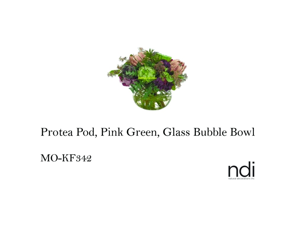 PROTEA POD, PINK GREEN, GLASS BUBBLE BOWL