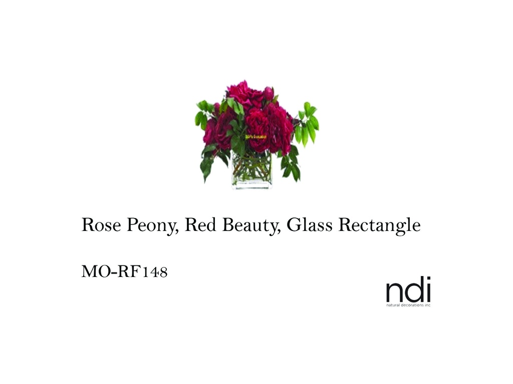 ROSE PEONY, RED BEAUTY, GLASS RECTANGLE