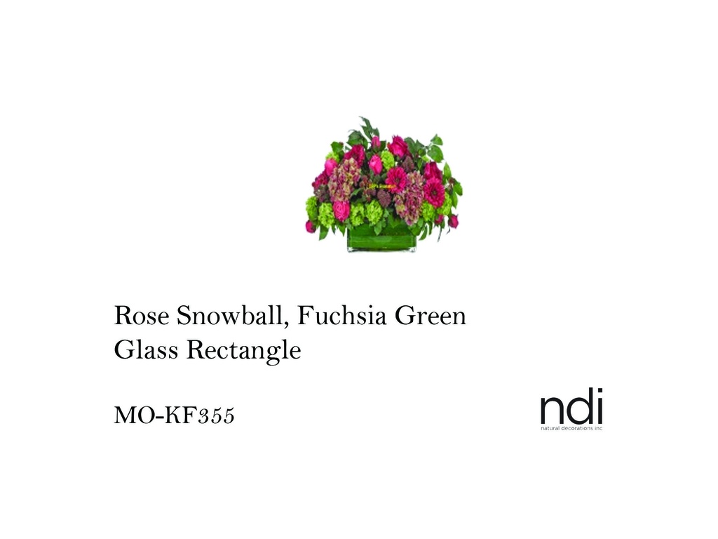 ROSE SNOWBALL, FUCHSIA GREEN, GLASS RECTANGLE