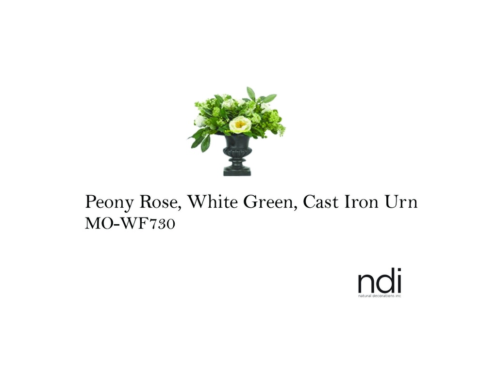 PEONY ROSE, WHITE GREEN, CAST IRON URN