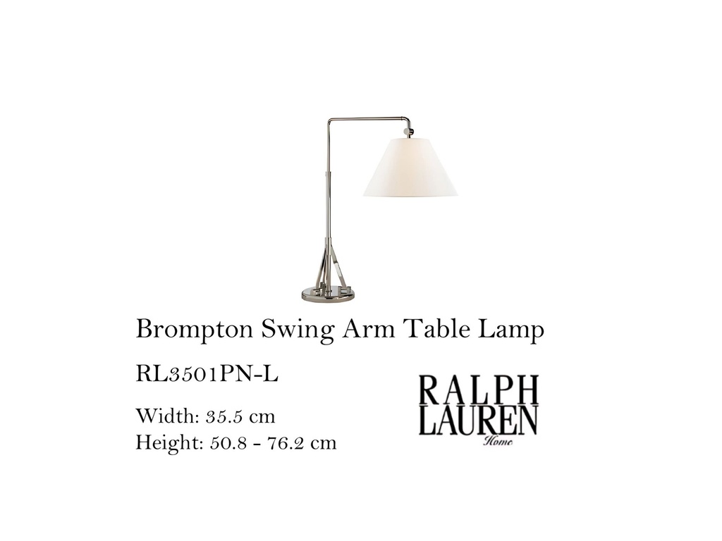 BROMPTON SWING ARM TABLE LAMP IN POLISHED NICKEL