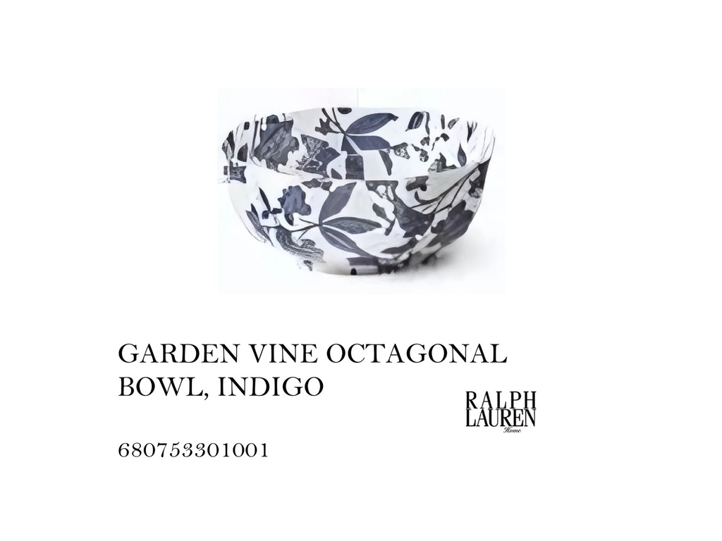 GARDEN VINE OCTAGONAL BOWL, INDIGO