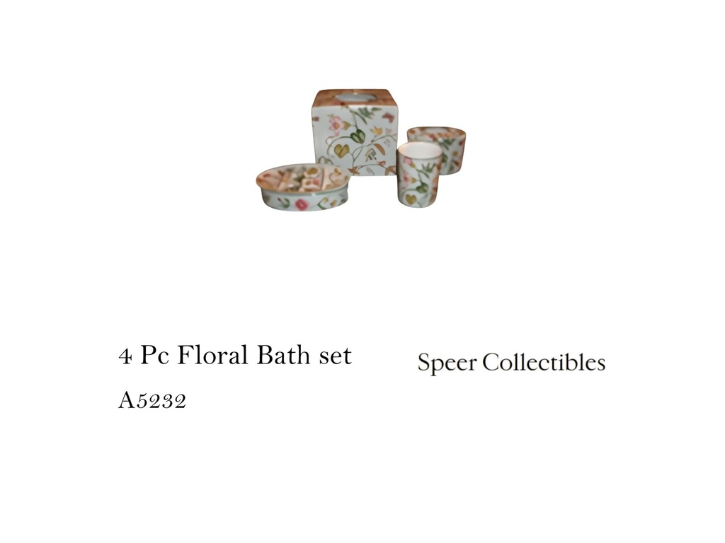 4 PC FLORAL BATH SET