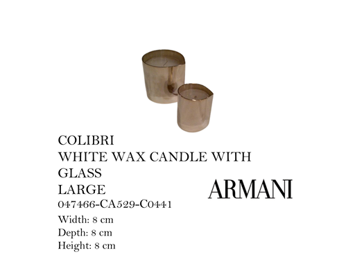 [MHT-002020] COLIBRI-WHITE WAX CANDLE WITH GLASS-SMALL ONE)