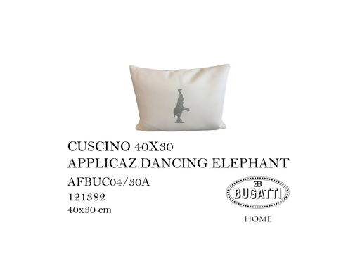 [MHT-000431] CUSCINO 40X30 APPLICAZ.DANCING ELEPHANT