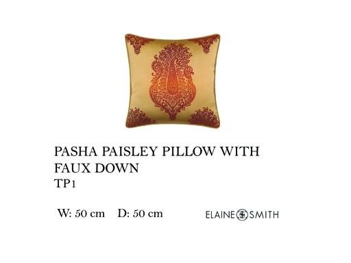 [MHT-003095] PASHA PAISLEY PILLOW WITH FAUX DOWN