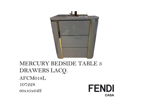 [MHT-000014] MERCURY BEDSIDE TABLE 3 DRAWERS LACQ.