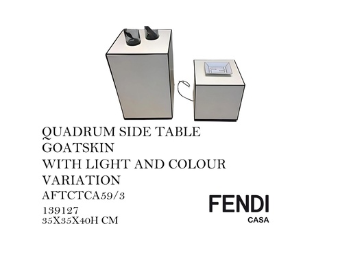 [MHT-000035] QUADRUM SIDE TABLE GOATSKINWITH LIGHT AND COLOUR VARIATION