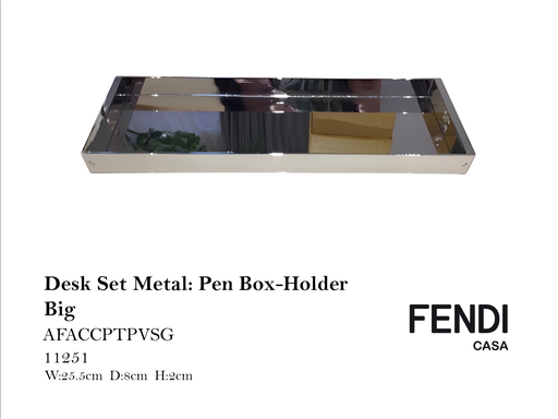 [MHT-000188] DESK SET METAL: PEN BOX-HOLDER BIG