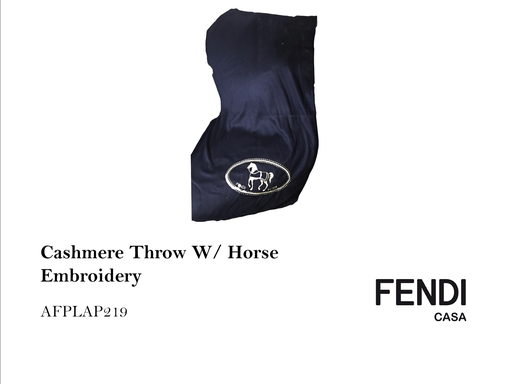 [MHT-000697] CASHMERE THROW W/ HORSE EMBROIDERY