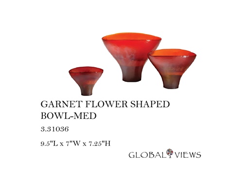 [MHT-002365] GARNET FLOWER SHAPED BOWL-MED