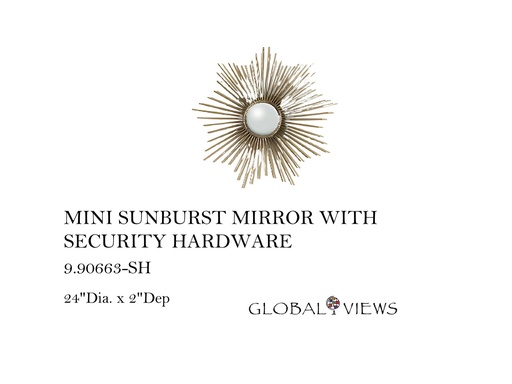 [MHT-002844] MINI SUNBURST MIRROR WITH SECURITY HARDWARE