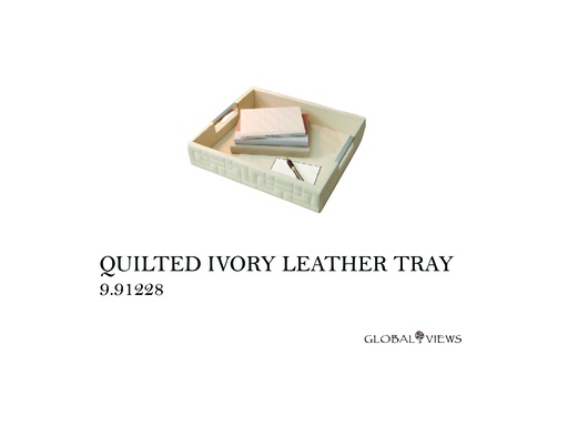 [MHT-003239] QUILTED IVORY LEATHER TRAY