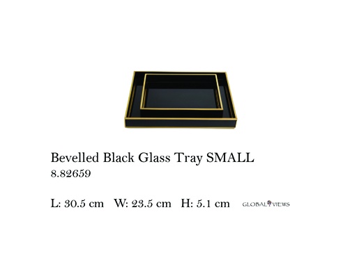 [MHT-004243] Bevelled Black Glass Tray-Sm