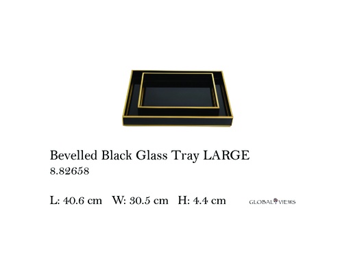 [MHT-004244] Bevelled Black Glass Tray-Lg