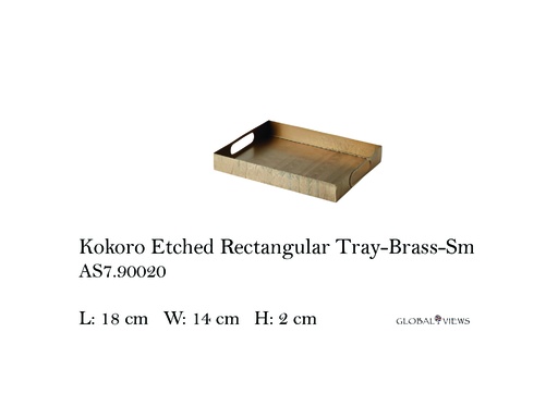 [MHT-004248] Kokoro Etched Rectangular Tray-Brass-Sm