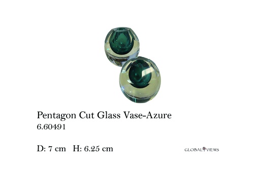[MHT-004255] Pentagon Cut Glass Vase-Azure