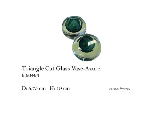 [MHT-004256] Triangle Cut Glass Vase-Azure