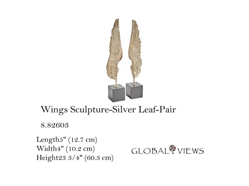 [MHT-004259] Wings Sculpture-Silver Leaf-Pair