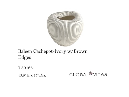 [MHT-004622] Baleen Cachepot-Ivory w/Brown Edge