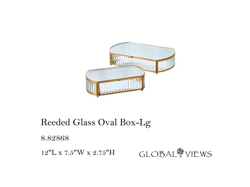 [MHT-004626] Reeded Glass Oval Box-Lg