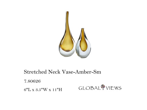 [MHT-004628] Stretched Neck Vase-Amber-Sm