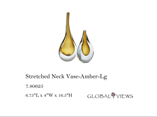 [MHT-004629] Stretched Neck Vase-Amber-Lg