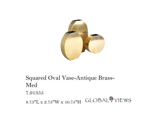 [MHT-004631] Squared Oval Vase-Antique Brass-Med