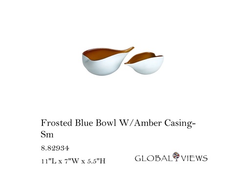 [MHT-004633] Frosted Blue Bowl W/Amber Casing-Sm