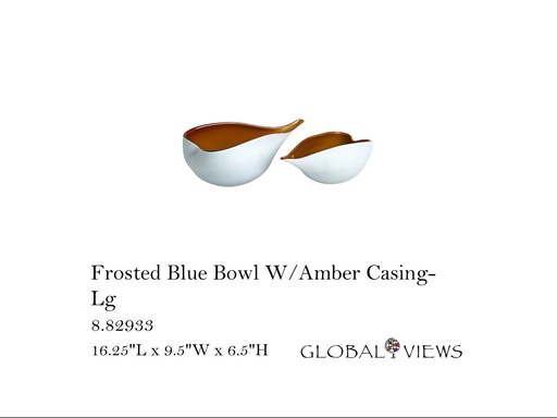 [MHT-004634] Frosted Blue Bowl W/Amber Casing-Lg