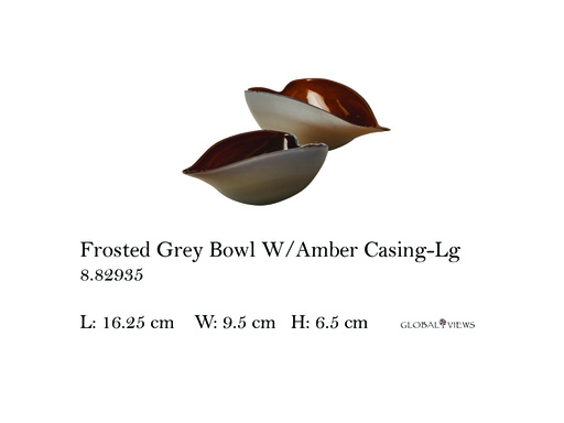 [MHT-004638] Frosted Grey Bowl W/Amber Casing-Lg