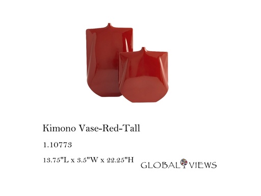 [MHT-004643] Kimono Vase-Red-Tall