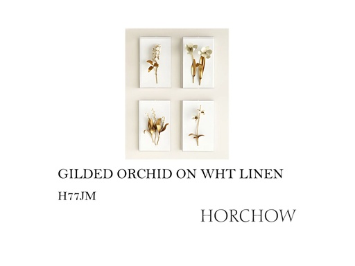 [MHT-002394] GILDED ORCHID ON WHT LINEN