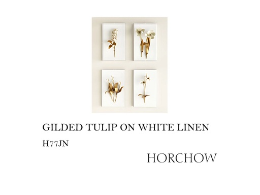 [MHT-002395] GILDED TULIP ON WHITE LINEN