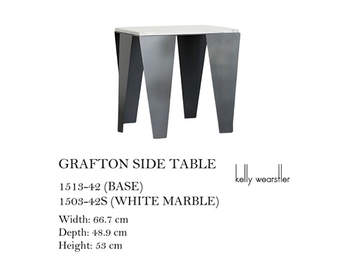 [MHT-002410] GRAFTON SIDE TABLE/WHITE VENATINO MARBLE TOP