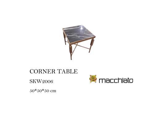 [MHT-000864] CORNER TABLE ( BLK MARBLE)